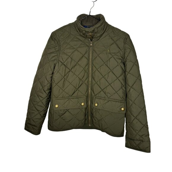 Polo Ralph Lauren Girls L Olive Green Quilted Jacket Gold Snap Buttons & Zipper - Picture 1 of 9